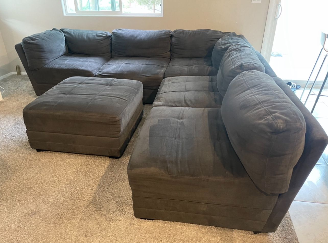 6 Pc Grey Fabric Sectional. 