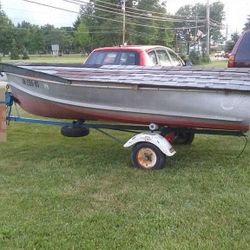 12 Ft Aluminum Boat With Trailor Gas Motor & Electric