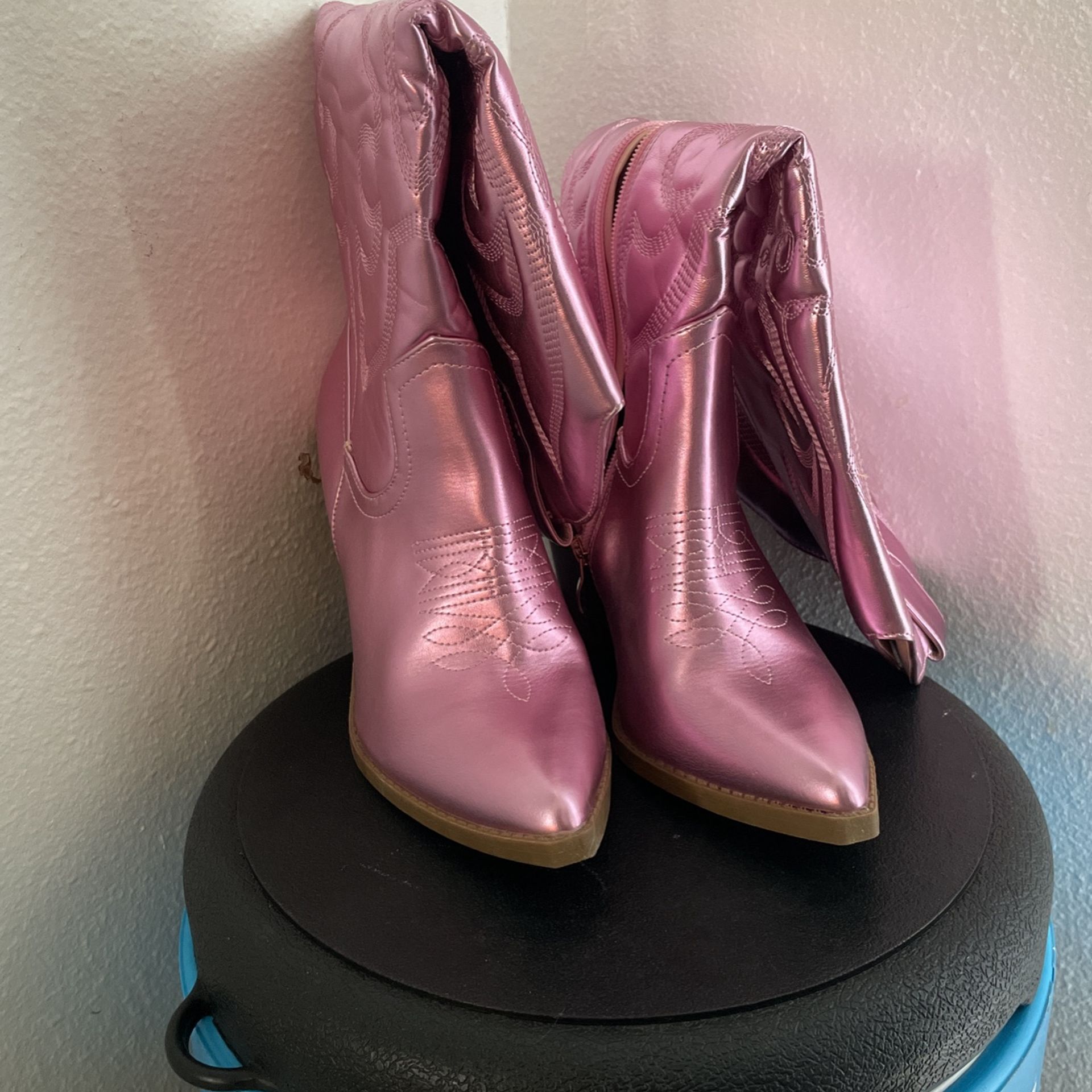 Pink Metallic Boots