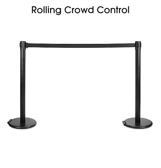 Pair Blk Stanchions- Crowd Control. Retractable Belts