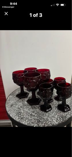 Ruby Red Glass Goblets Set of 8