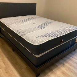 Brand New Affordable Black/Gray Queen Size Bed With Mattress + Box Spring 