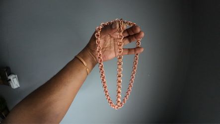 Heavy Copper link chain & bracelet set
