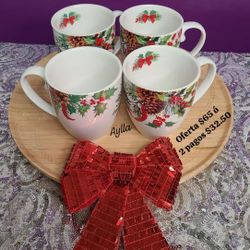 Princess House 4 Tazas De Navidad En oferta - Si Te Interesa Comprar Ó Vender Mándame Un Mensaje 