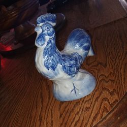 Porcelain Cobalt Blue And White Porcelain Rooster