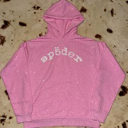 pink spider hoodie with rhinestones medium