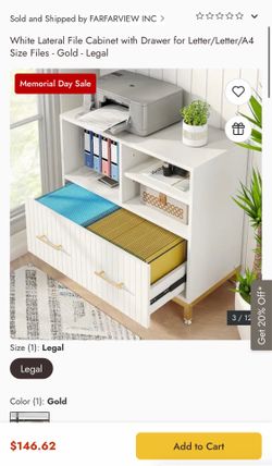 Brand New White Lateral File Cabinet with Drawer