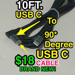 🔌 USB-C to USB-C 90° Cable 10FT Right Angle