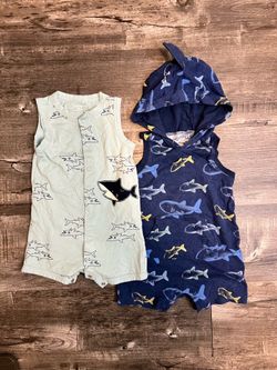 SUMMER ROMPERS- SHARK PRINT