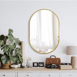 Bathroom Mirror for Wall, 30''x20'', Gold Oval Mirror for Bedroom Entryway Bathroom, Metal Framed Vanity Mirror(30''x20'',Gold)