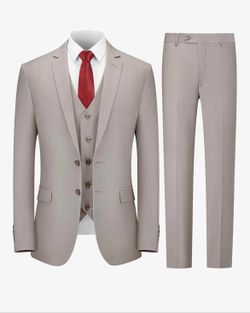 Cooper & Nelson 3 Piece Mens Suit Set, 2 Button Slim Fit Suit for Men, Solid Jac