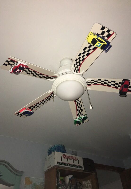 Boys room race car ceiling fan