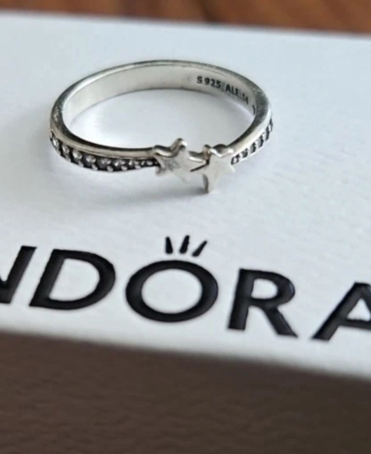 Pandora 925 Sterling Silver Shooting Stars Sparkling CZ Band Ring Size 7