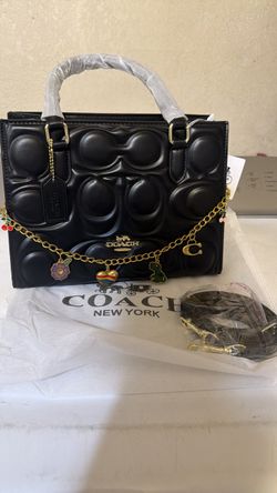 Coach New York Black Quilted Leather Handbag