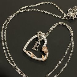 S925 Silver Heart Necklace with letter