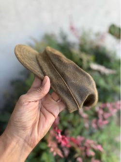 Vtg Goorin Bros 100% Leather Flat Cap Men's Large Brown Newsboy Hat