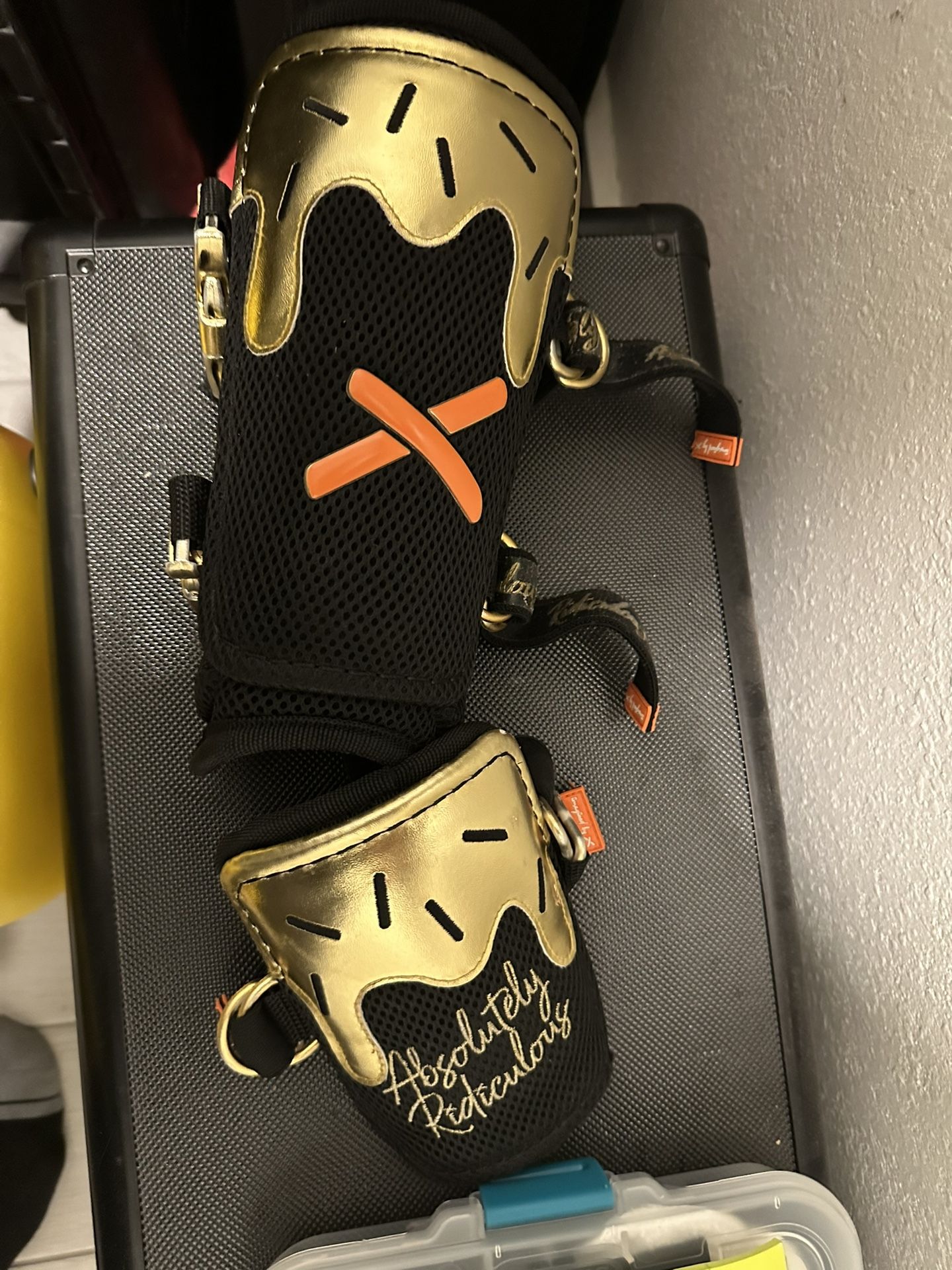 Newer Absolute Ridiculous leg Guard Baseball Gold And Black 50% Off! 