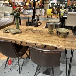 Solid Acacia Dining Table/ Solid Wood Table/ Acacia Table/ 71” Dining Table/ Wood Dining Set/ Acacia Table With Bench