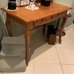 Pine Wood Desk With Drawers