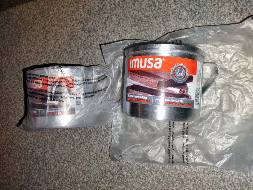SET OF 2**ALUMINUM CAMPING MUG/CUPS Imusa Stovetop Use/Camping 0.7 Quart NEW