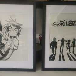 Laser etched Gorillaz framed art 16x24 NEW
