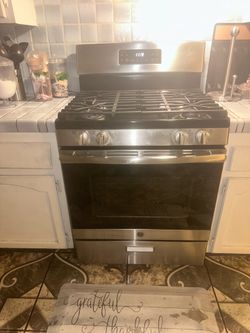 Stainless steel & black oven