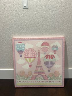 Paris Eiffel Tower Hot Air Balloon Canvas Wall Art