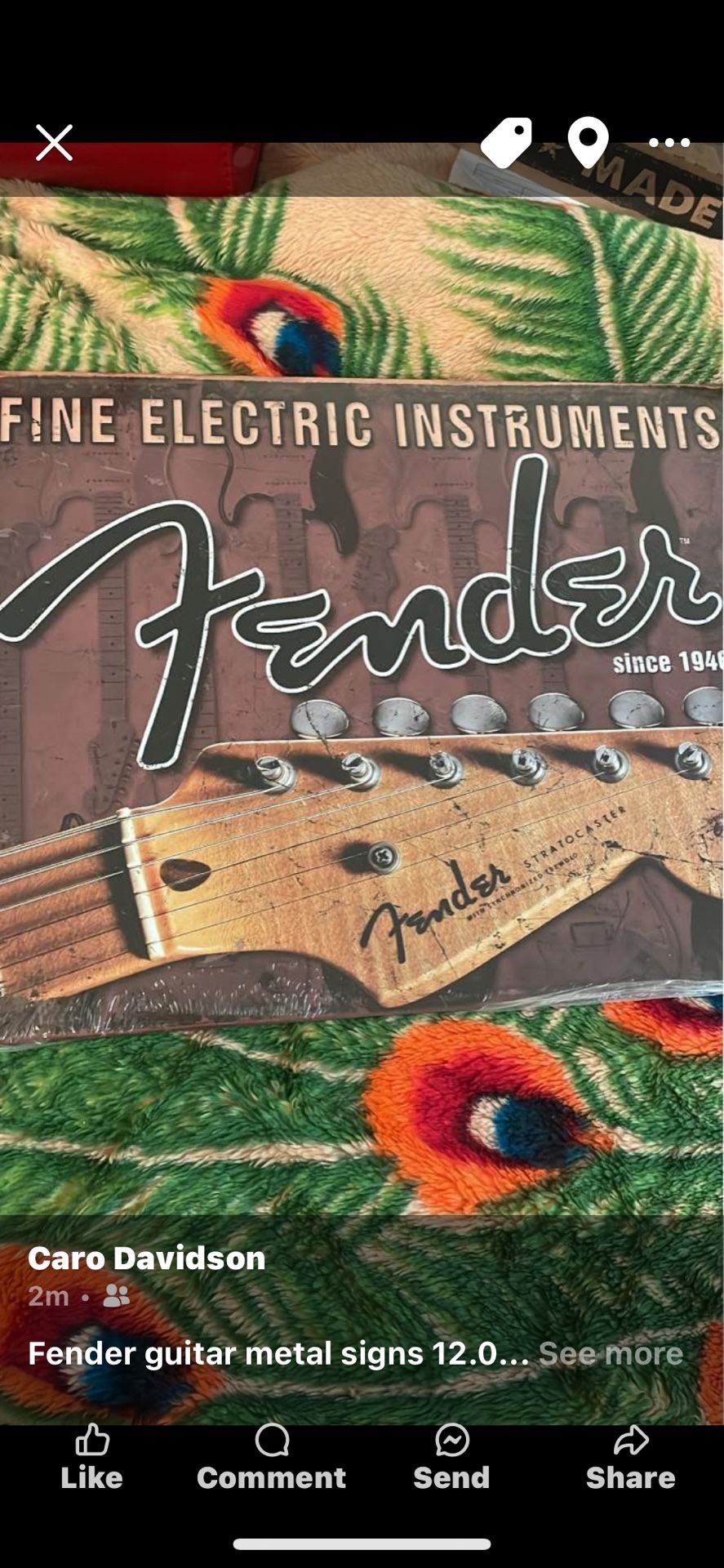 Fender Guitar Metal Sign 12.00 John Wayne