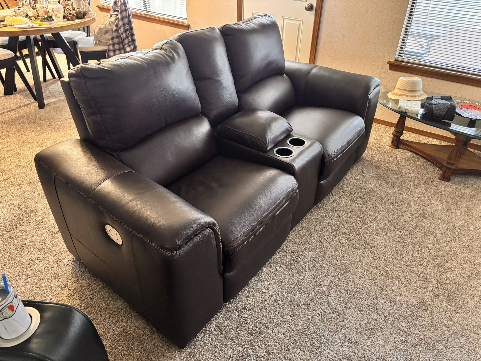 Leather Sofa With Power Recliners