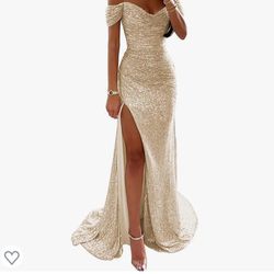 Gold Off Shoulder Dress 