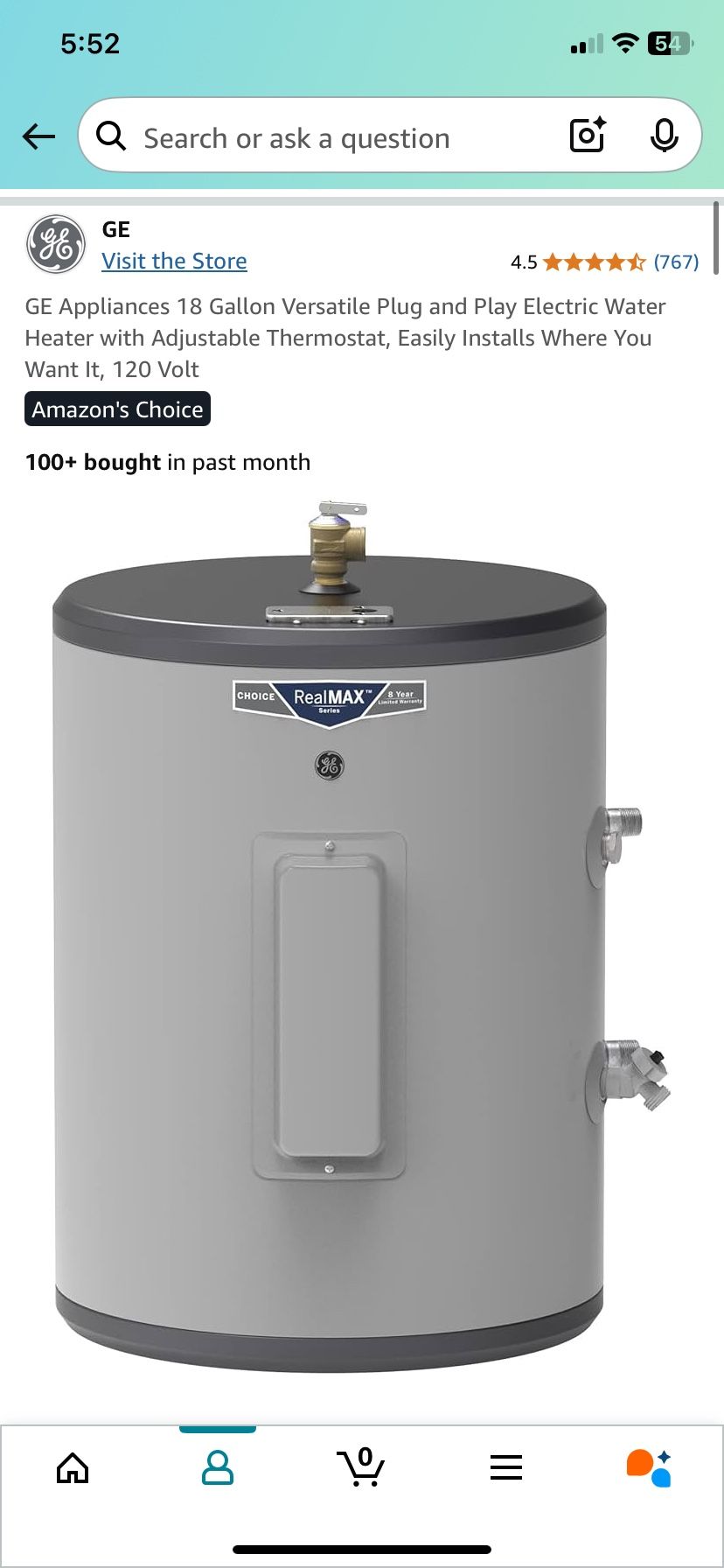 Electric Hot Water Heater 18 Gallon