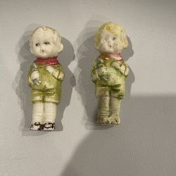 2 Japan 1930’s green vintage bisque frozen charlotte 2.5’’