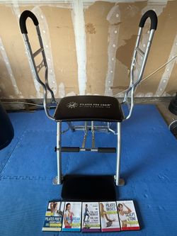 Life's A Beach Pilates black PRO Chair Full Workout Machine & 5 dvds - like new Price is firm, cash only, no holds