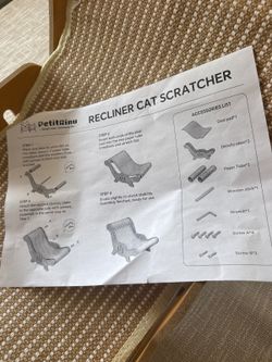 PetitRinu Recliner Cat Scratcher, Brown Wood Frame with Woven Sisal Scratching Surface