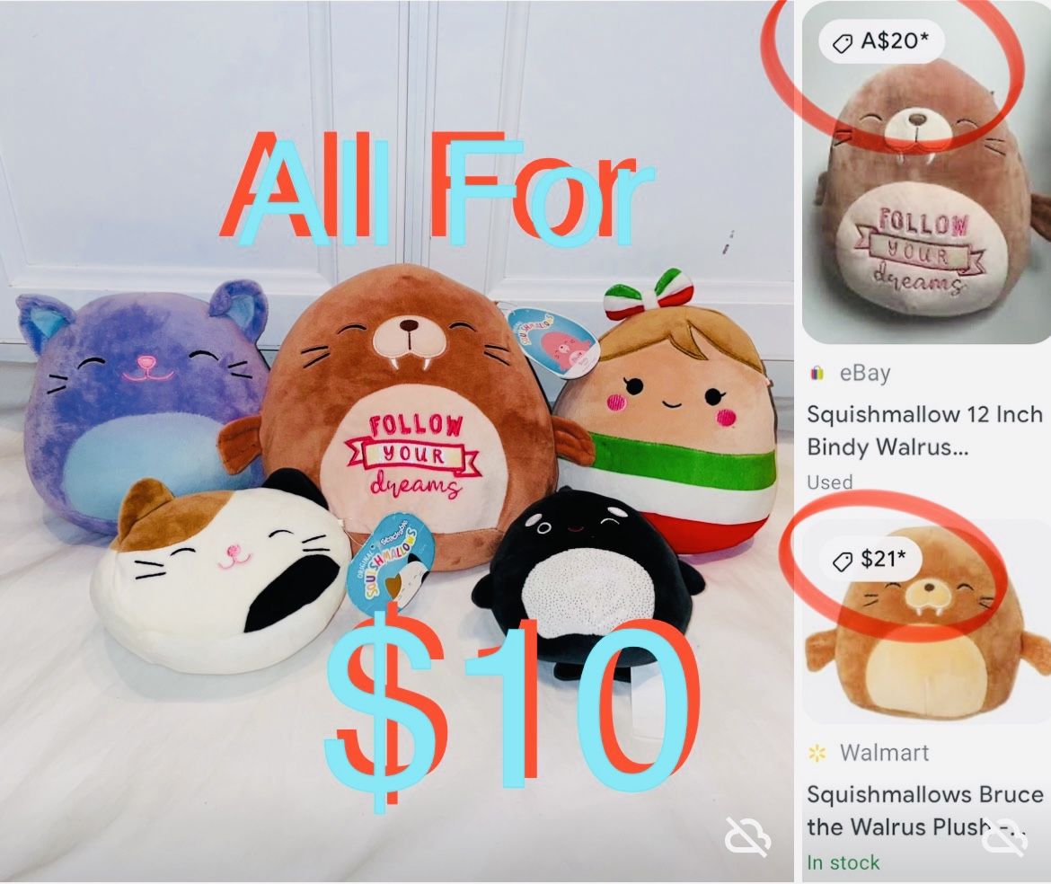 $10 For All Plushies Squishmallows like new some with tag