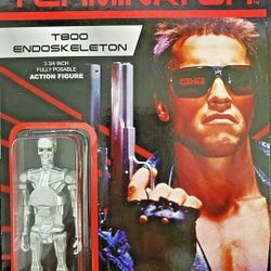 T800 Endoskeleton Silver Terminator Reaction Super 7 Retro  3.75 Figue FUNKO