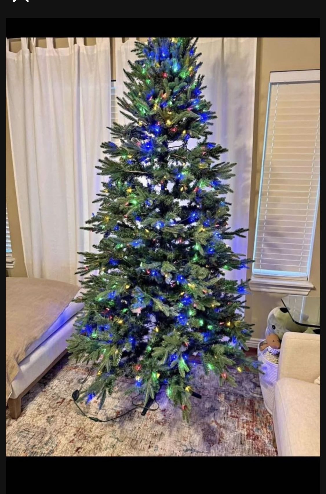 7.5 Cashmere Pine Tree w/programmable Multi-Colored Lights&40 Ornaments-Everett