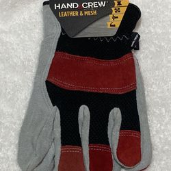 New, HAND CREW LEATHER & MESH WORK GLOVES, Size: M/L