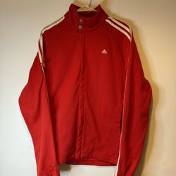 VINTAGE Adidas Adi Dassler Red/White Track Jacket Three Stripes Full Zip Men's M