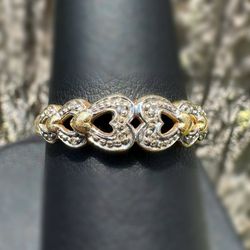 Jewelry 10k solid yellow gold  triple heart ring size 8.25