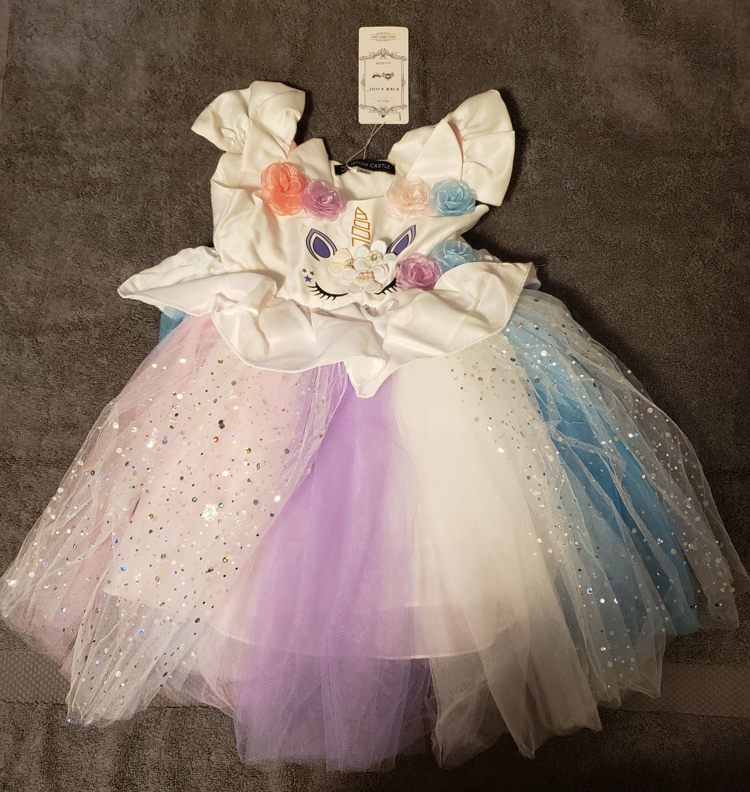 New!! Unicorn costume princess dress (size 80, long 18")... $25