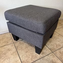 Dark Grey Fabric Accent Cube Seat Stool Ottoman 21x21x18