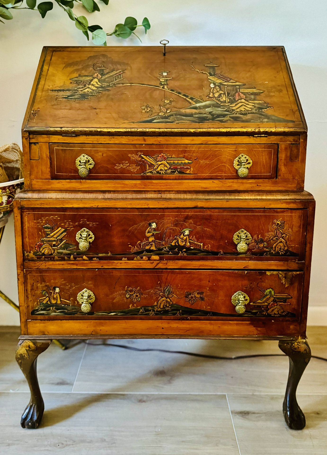 secrétaire from the end of the 18th century made of pine and veneered with best selected north European cherry with breath taking grain all in great a