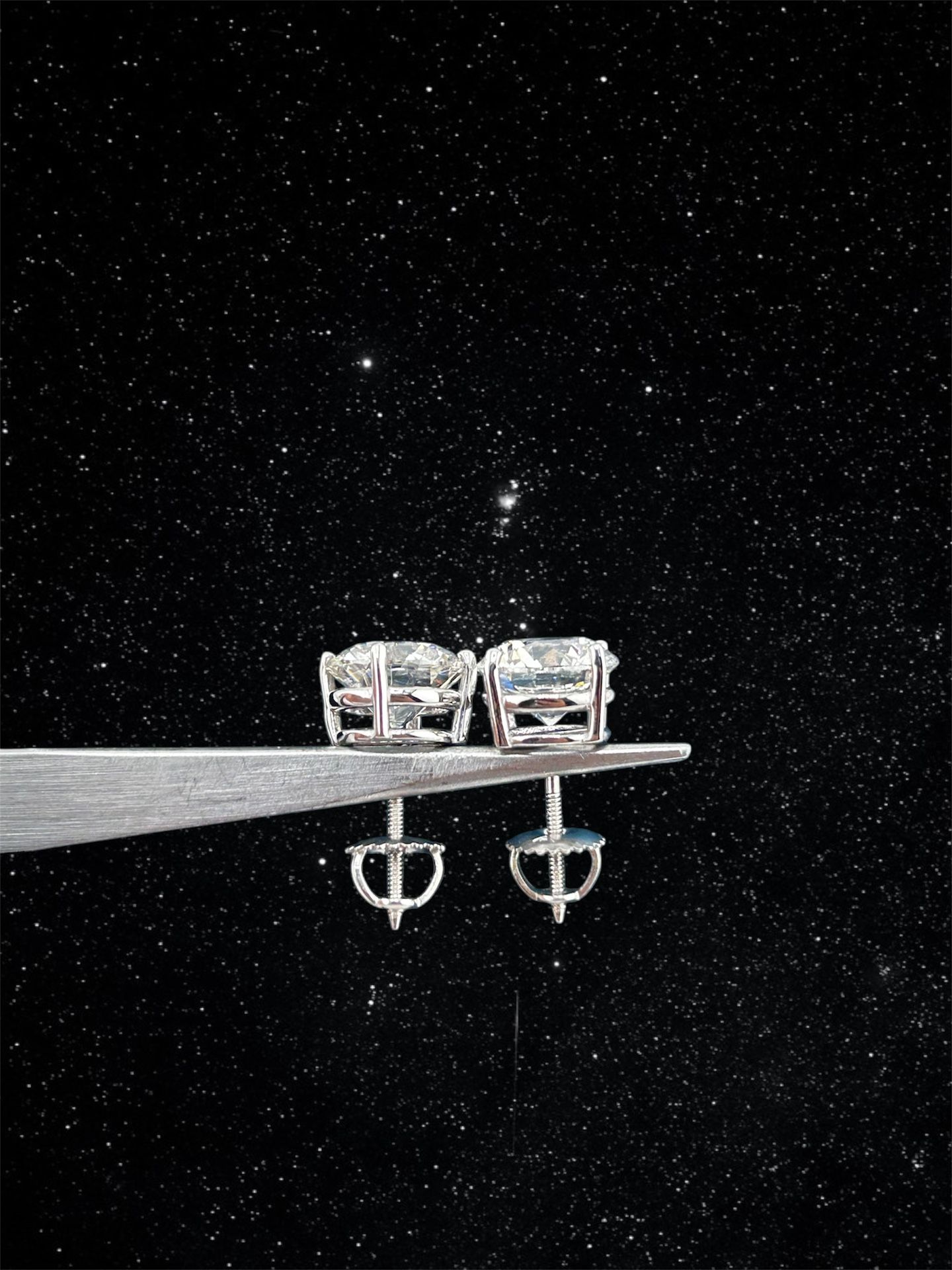 Lab Grown Screw Back Earrings In 14k White Gold