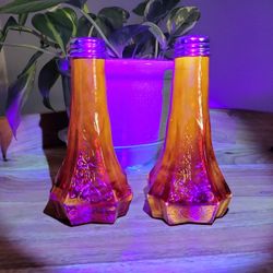 Cadmium Glass Vtg. Salt & Pepper  Shakers 