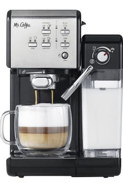 Mr. Coffee Programmable Espresso & Cappuccino Machine with Automatic Milk Frother & 19-Bar Pump, Stainless Steel
• Advanced Functionality: User-friend