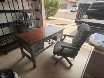 Solid wood desk, chair and book shelves
