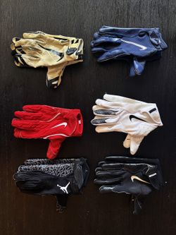 NIKE & JORDAN MIXED ADULT UNISEX XL & L FOOTBALL GLOVES, SFIA CERTIFIED x 6