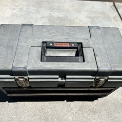 Sears Plastic Tool Box Lockable 2 Drawers Handle Gray Black Red Large Matte