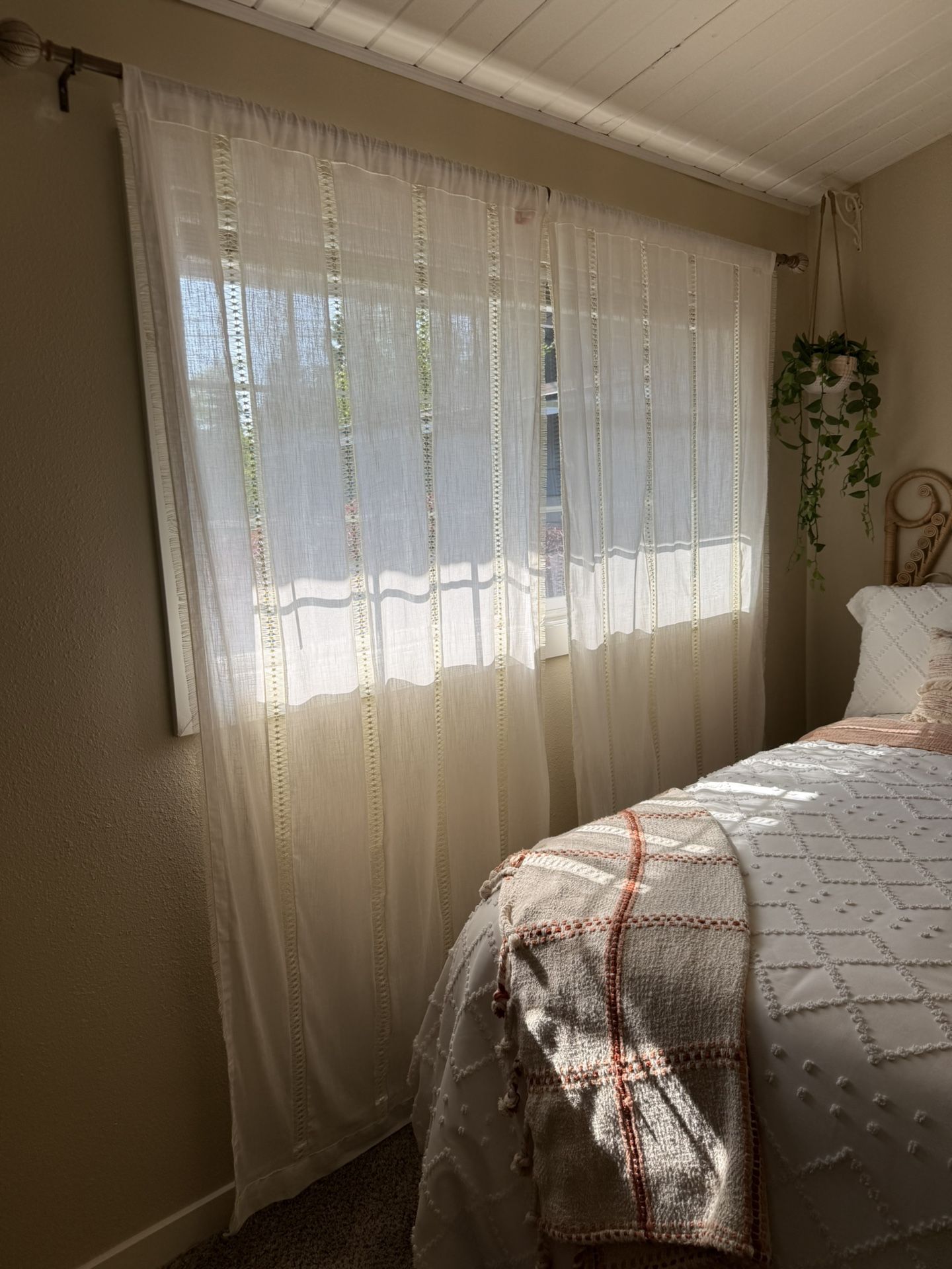 Like New Boho White Curtains 